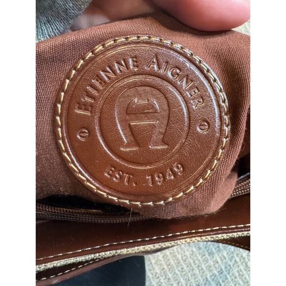 Etienne Aigner Elegant Tan and Brown Handbag with Leather Trim - Picture 3 of 6